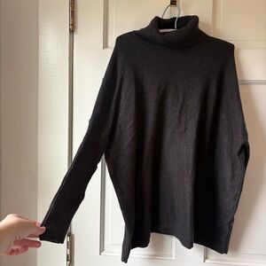 Joseph A Black Silky Turtleneck Batwing Sweater Size S